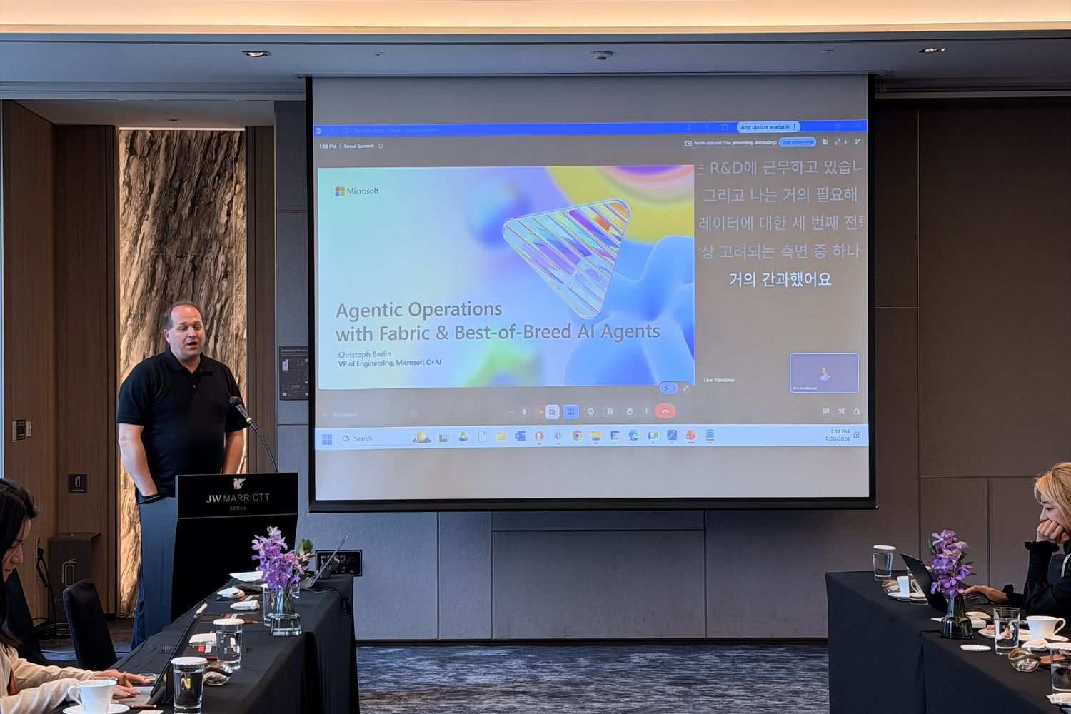 Christoph Berlin of Microsoft presenting at the Seoul summit